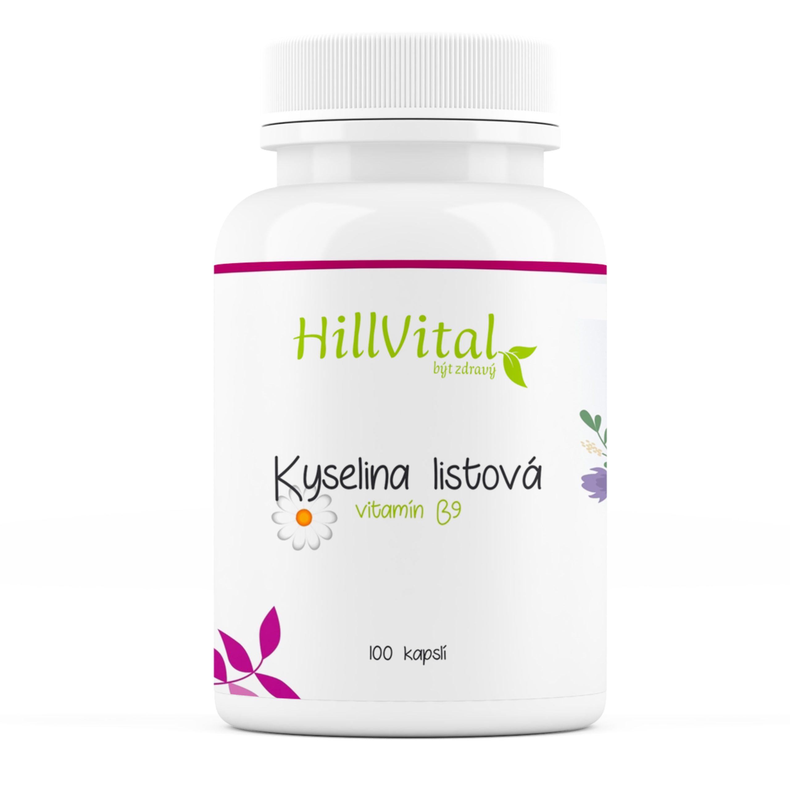 1046-3_kyselina-listova HillVital Kyselina listová 100 kapslí