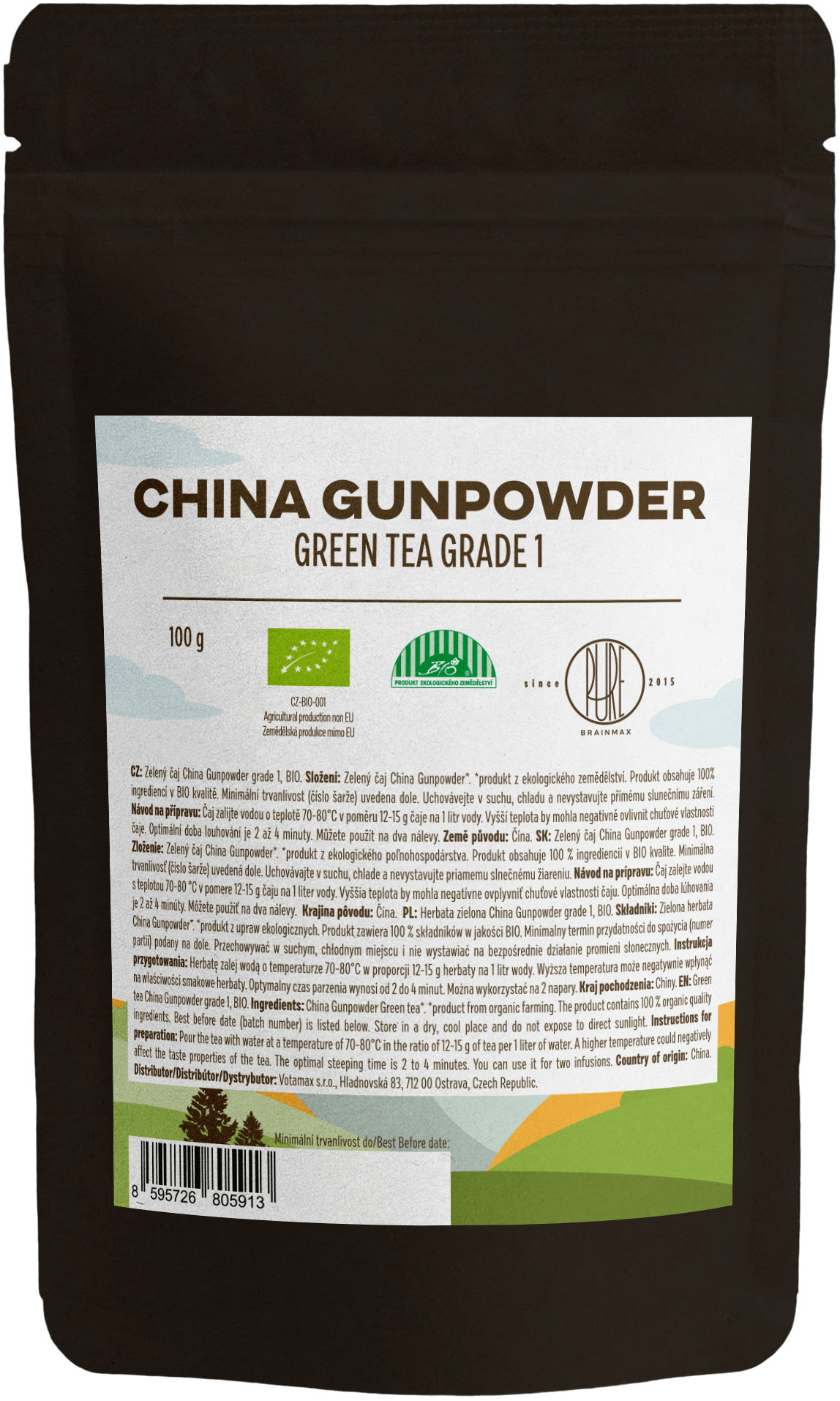 19505_brainmax-pure-china-gunpowder-grade-1-zeleny-caj-bio-100-g BrainMax Pure China Gunpowder Grade 1, zelený čaj, BIO, 100 g