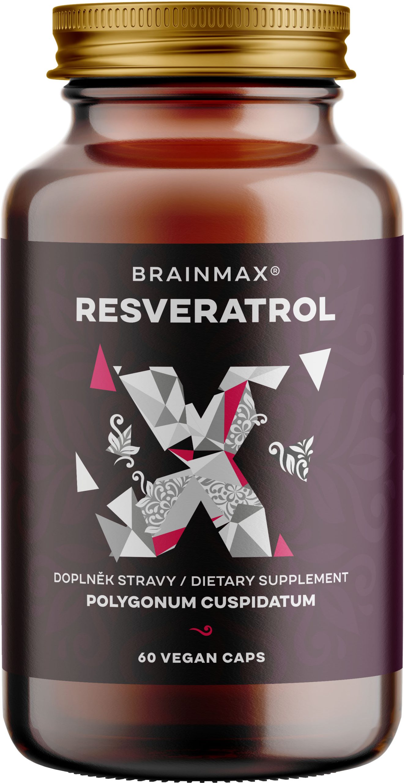 Exclusive Mockups for Branding and Packaging Design BrainMax Trans-Resveratrol, resveratrol, 500 mg, 60 rostlinných kapslí