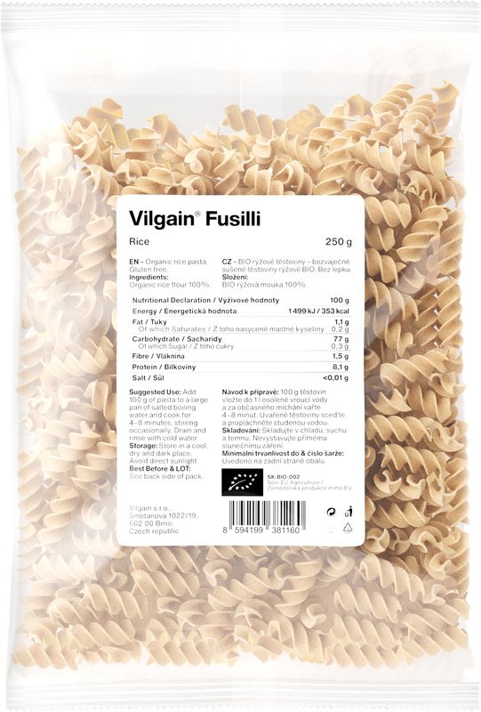 1a2b23b2-8ebb-4ed8-b768-be3bf5e873ca Vilgain Fusilli těstoviny BIO – rýžové 250 g