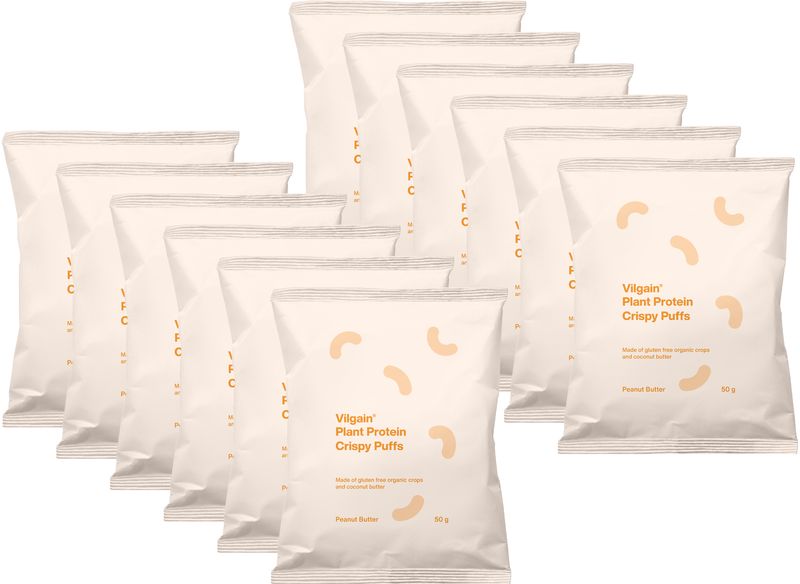 1bd5b3f1-db1b-4368-91e9-1280ea03eb2f Vilgain Plant Protein Crispy Puffs BIO – 12× arašídové máslo 50 g