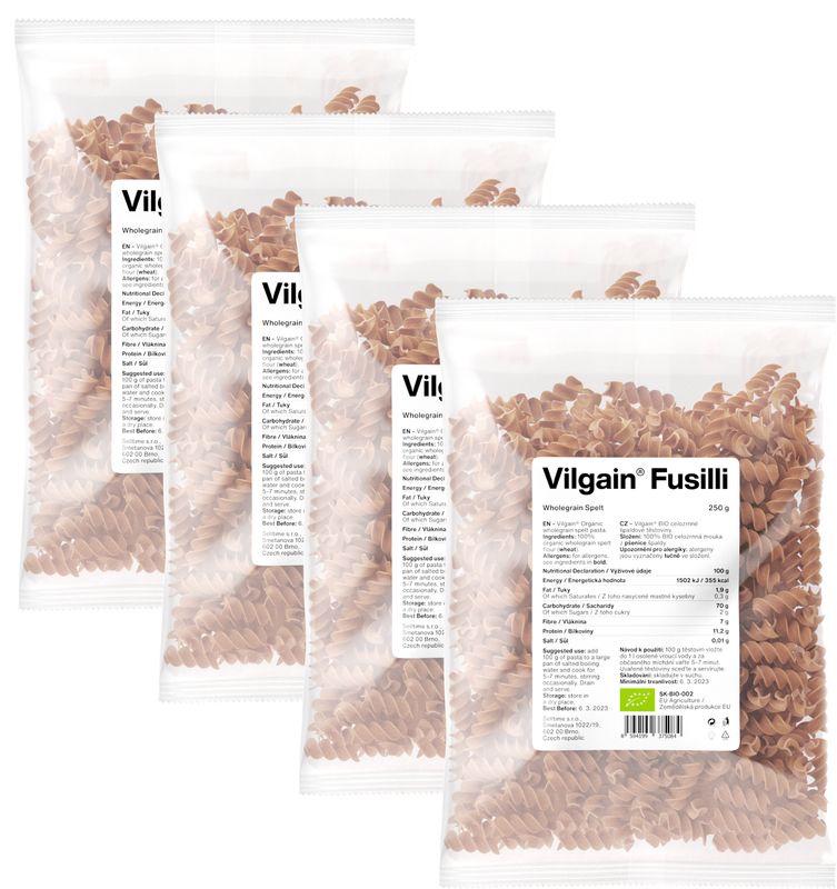 532d2a77-e756-4049-8f03-6db179ee73ae Vilgain Fusilli těstoviny BIO – 4× špaldové 250 g
