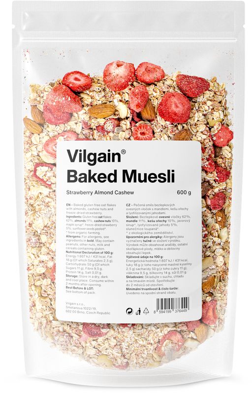 63b66cef-a96d-472a-b001-318b6914f1cc Vilgain Pečené müsli – jahody, mandle & kešu 600 g