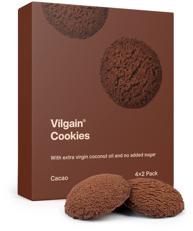 8782330f-5602-4652-a70b-0c559606fde0 Vilgain Cookies BIO – kakao 135 g (4 x 2 sušenky)