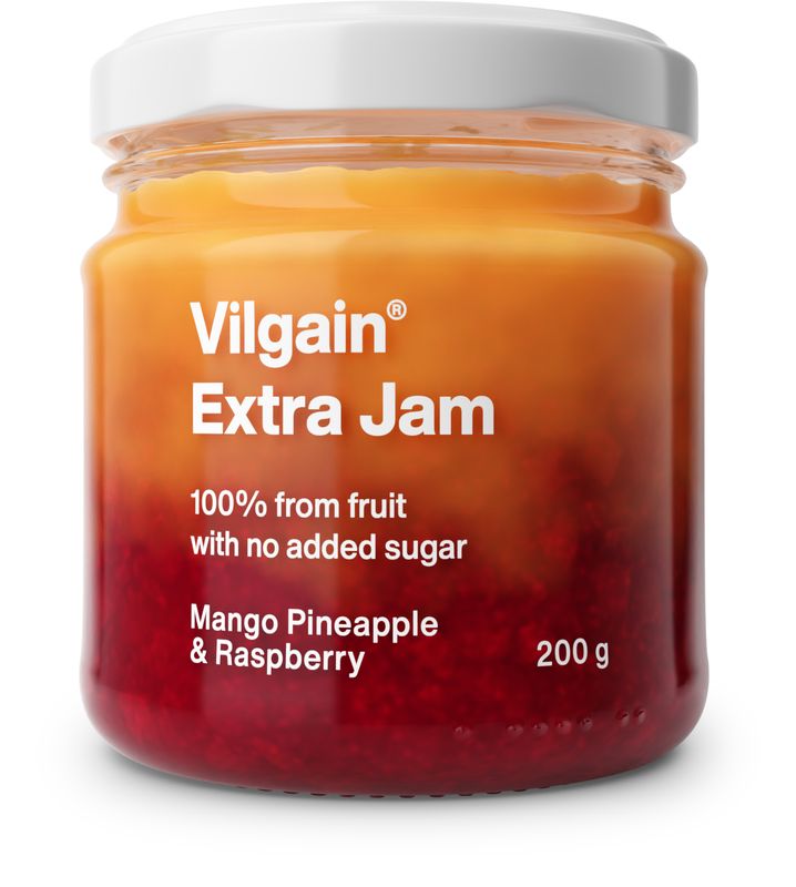 8f28115b-7214-4888-8684-bd635a61a087 Vilgain Extra džem – mango s ananasem a malinami bez přidaného cukru 200 g