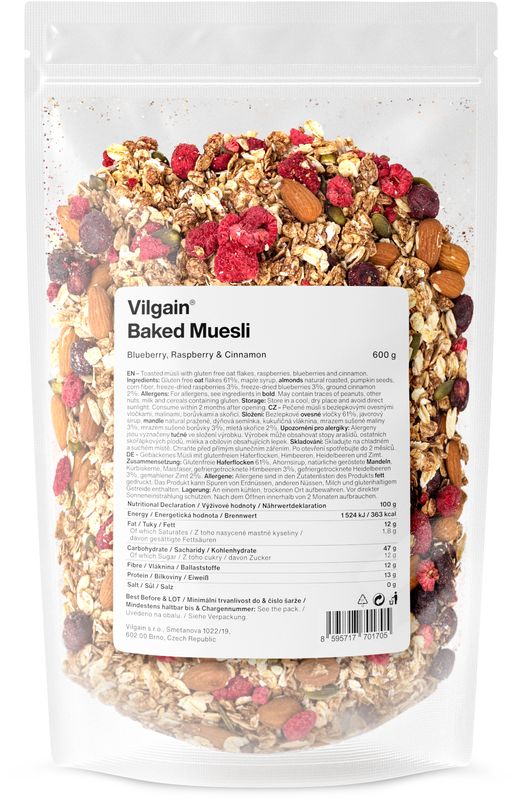 a0e9c43c-eb88-42ab-8706-b3d825052563 Vilgain Pečené müsli – borůvky, maliny & skořice 600 g
