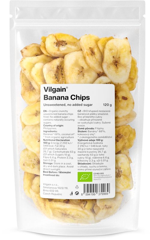 b393601a-163f-485e-a649-8e3dbc556289 Vilgain Bananové chipsy – neslazené 120 g