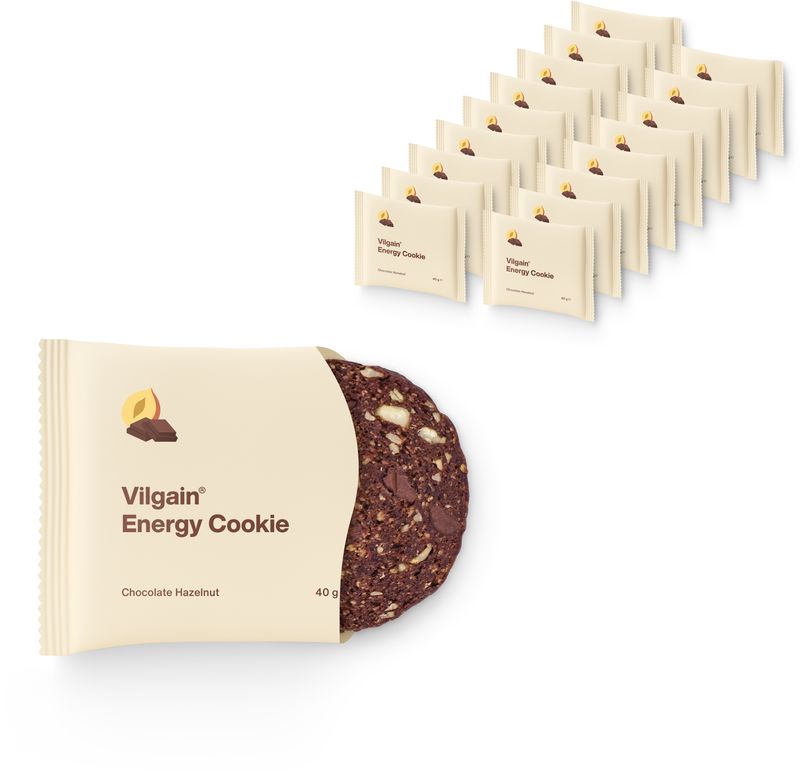 c911109c-16d6-4731-86f5-c67eb028fabb Vilgain Energy Cookie BIO – 18× čokoláda s lískovými ořechy 40 g