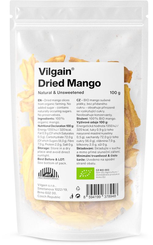e32629ee-1100-404b-b708-5cd991ce06a0 Vilgain Mango sušené BIO – 100 g