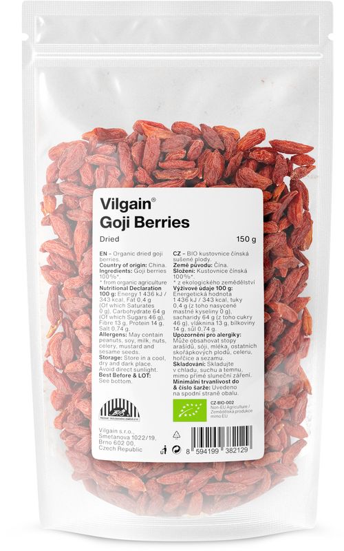e3f807b9-f0a8-4fe3-967d-658b0e64f091 Vilgain Goji kustovnice čínská sušená BIO – 150 g