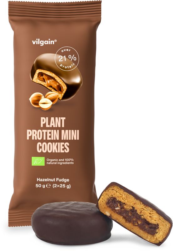 faa7cd60-5025-40ab-937c-53f059521514 Vilgain Plant Protein Mini Cookies BIO – Lískooříškový fondán 50 g (2 x 25 g)