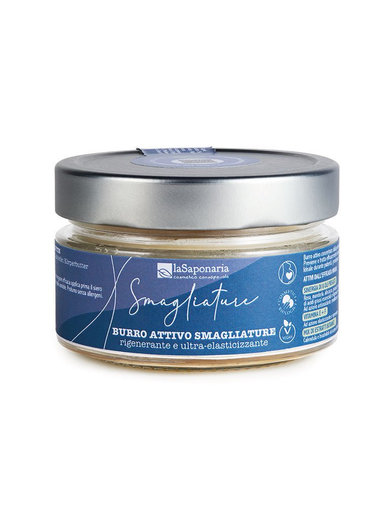 0e3e9a4ddce534c680b91d8b8f77cbf8-Burro-smagliature-771x1000 laSaponaria Tělové máslo na strie BIO (150 ml) - zvyšuje elasticitu pokožky