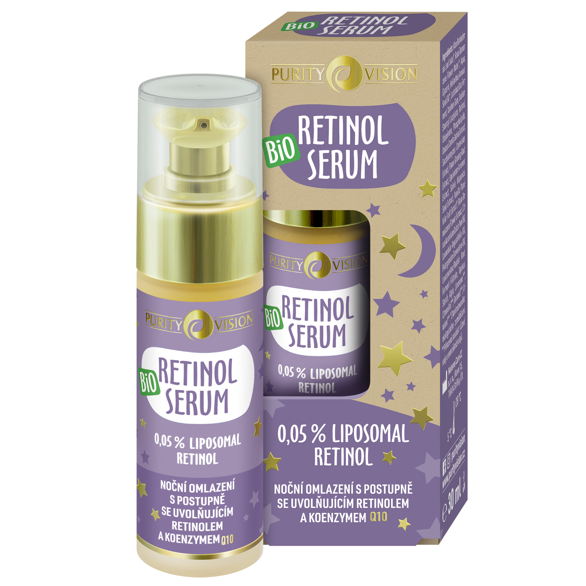 3D_Serum_skl_kr_Retinolkopie_1 Purity Vision Pleťové sérum Retinol (30 ml) - noční regenerace zralé pokožky