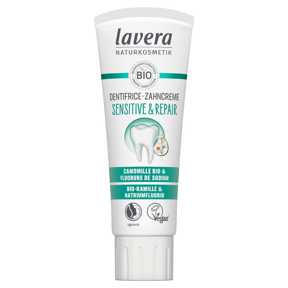 4021457652389 Lavera Zubní pasta pro citlivé zuby s fluoridem Sensitive & Repair (75 ml) - pro citlivé zuby a dásně