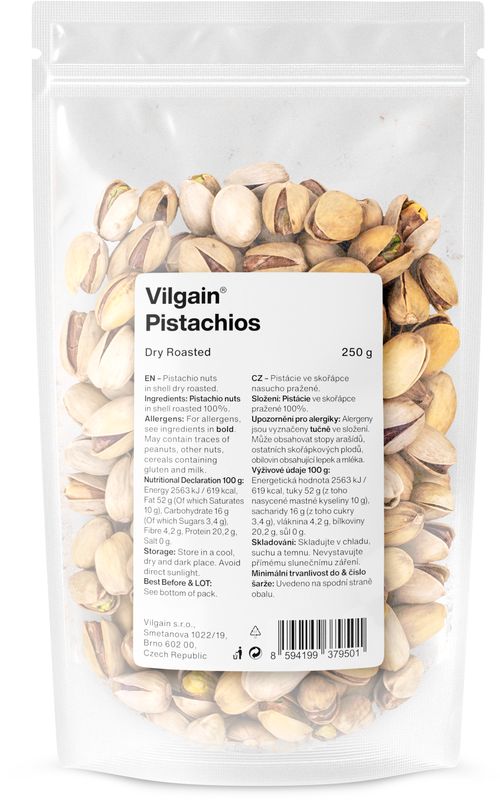 6bcdf45c-6d80-4bf7-b4f8-c8bfa7b294c2 Vilgain Pistácie nasucho pražené – neochucené 250 g