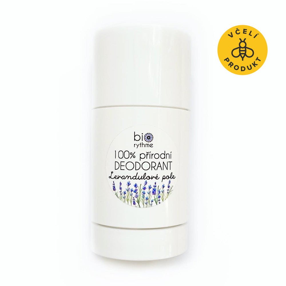 80gdeoLevandulovepolebilepozadi_1__ikonka Biorythme Tuhý deodorant Levandulové pole - 80 g - s čistou levandulovou silicí