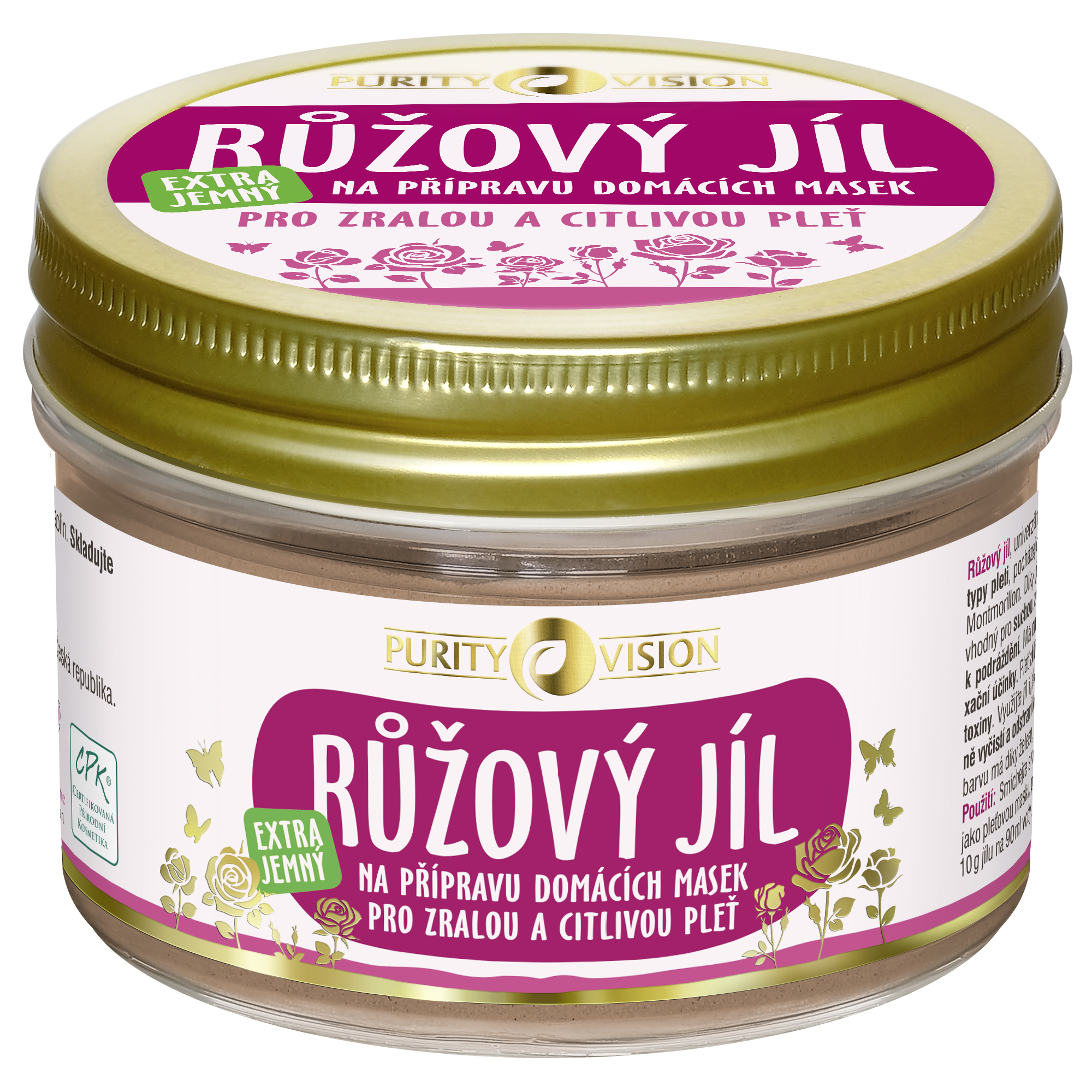 8401177abc8f8893f038b20b44c23eb5-Purity-Vision-Ruzovy-jil-175ml Purity Vision Růžový jíl (175 g) - ideální pro zralou a citlivou pleť