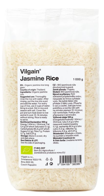 907132e8-d883-4706-88cf-2671f5dd48f9 Vilgain Jasmínová rýže BIO – 3× 1 000 g
