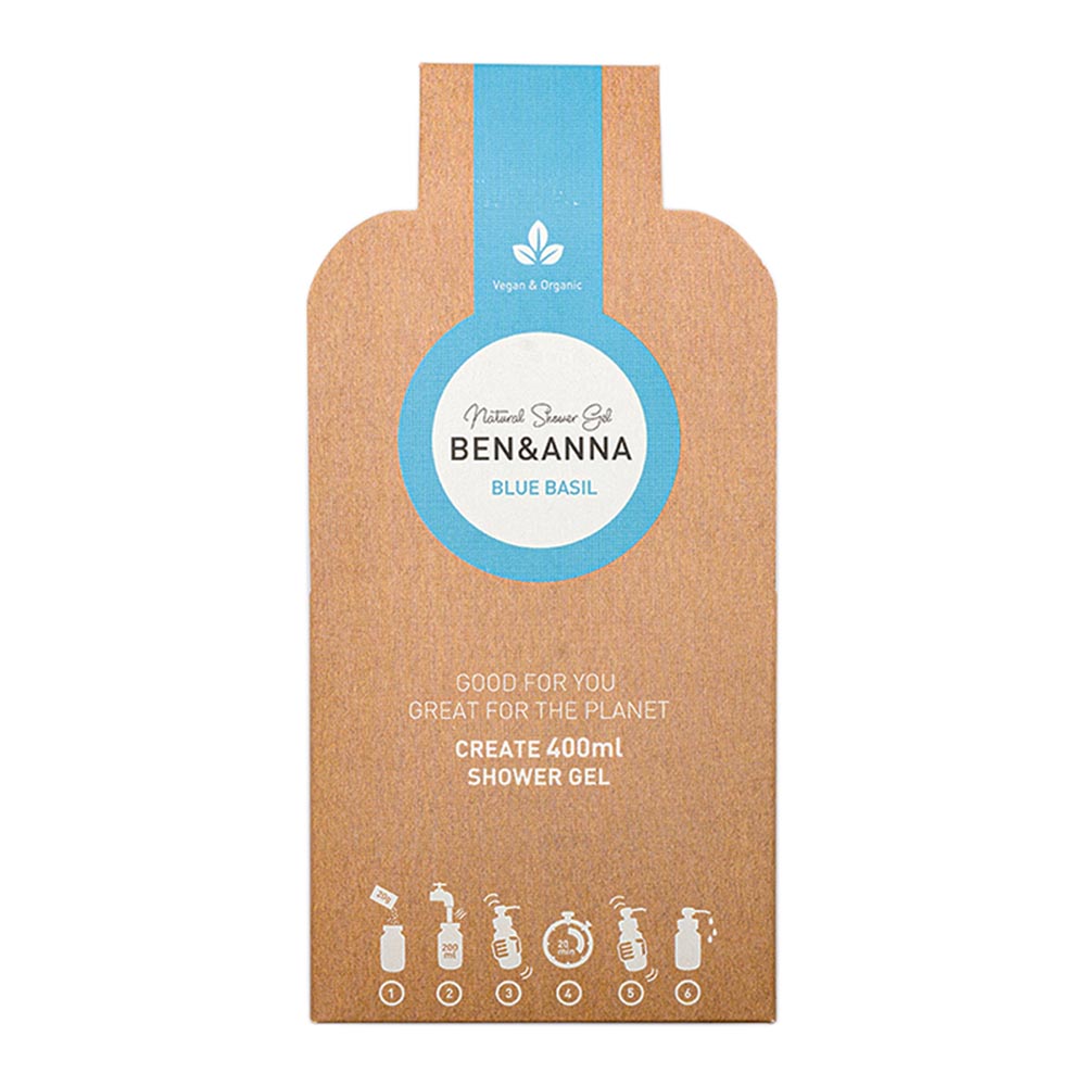 BenaAnna_sprchovygel_BlueBasil Ben & Anna Sprchový gel v prášku (2×20 g) - Blue Basil - s vůní eukalyptu