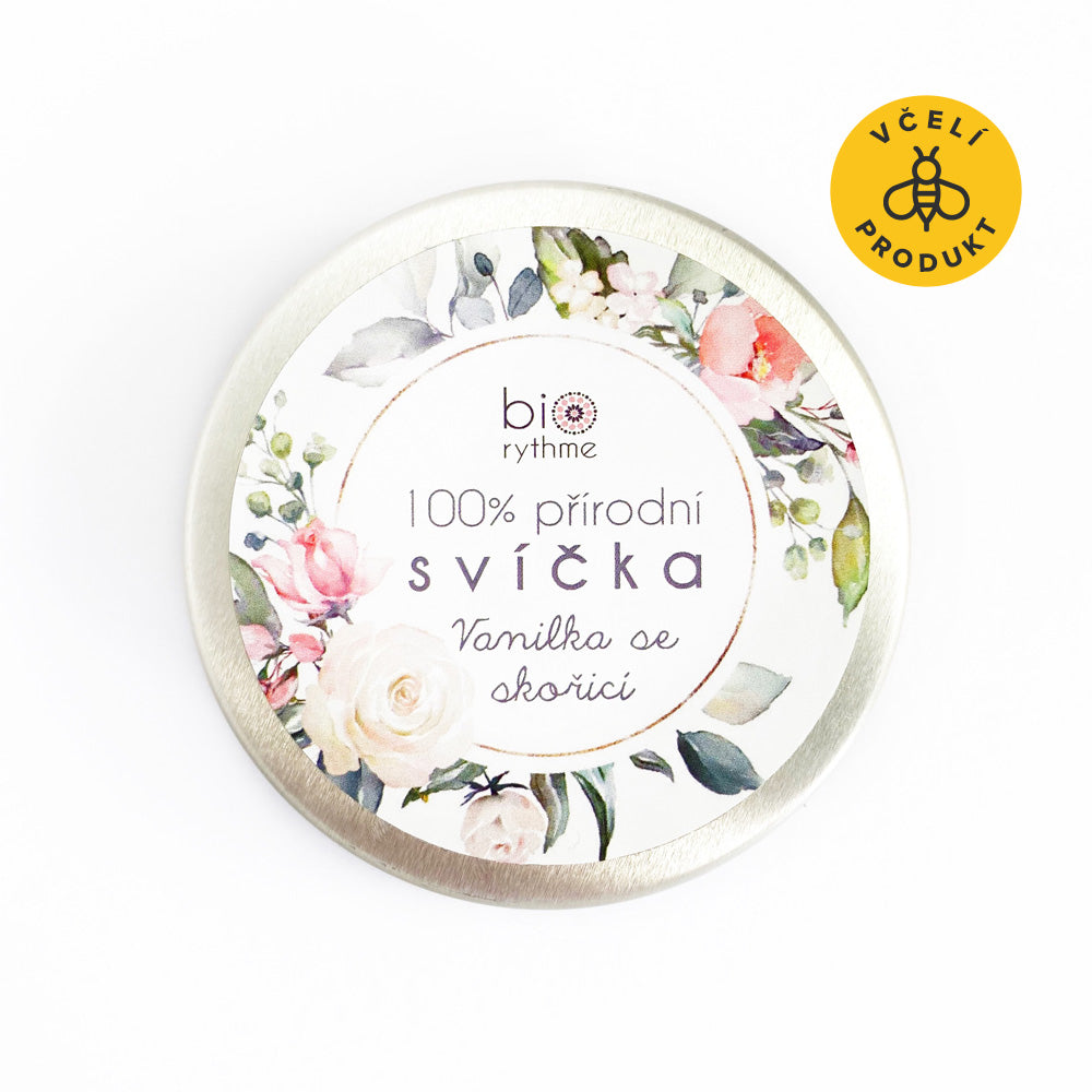 BiorythmeSvickaVanilka1_1__ikonka Biorythme Extravagantně přírodní svíčka - Vanilka se skořicí (70 g) - vůně vanilky, skořice a exotických květin