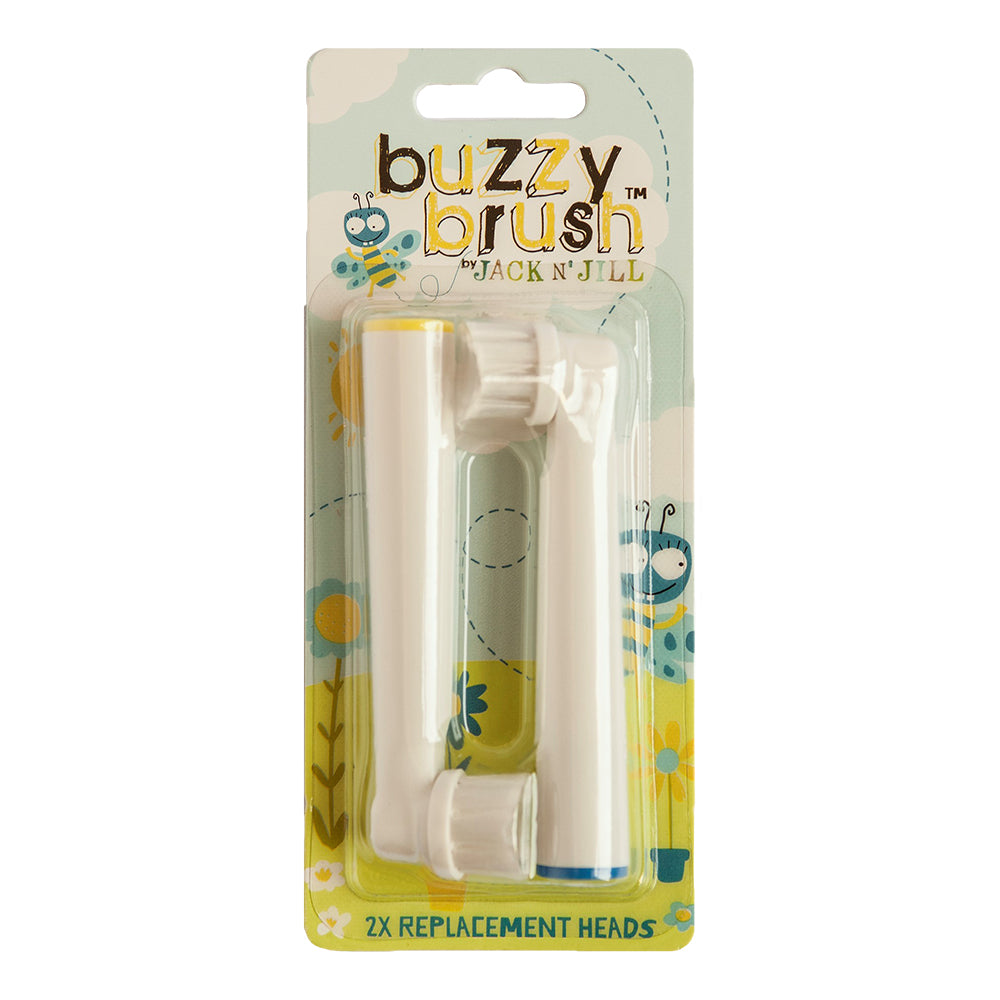 Jn-J-NFco-1000x1000-0070-Buzzy-rep-heads Jack n' Jill Náhradní hlavice k elektrickému zubnímu kartáčku Buzzy Brush (2 ks) - na interaktivní kartáček se 3 druhy melodií