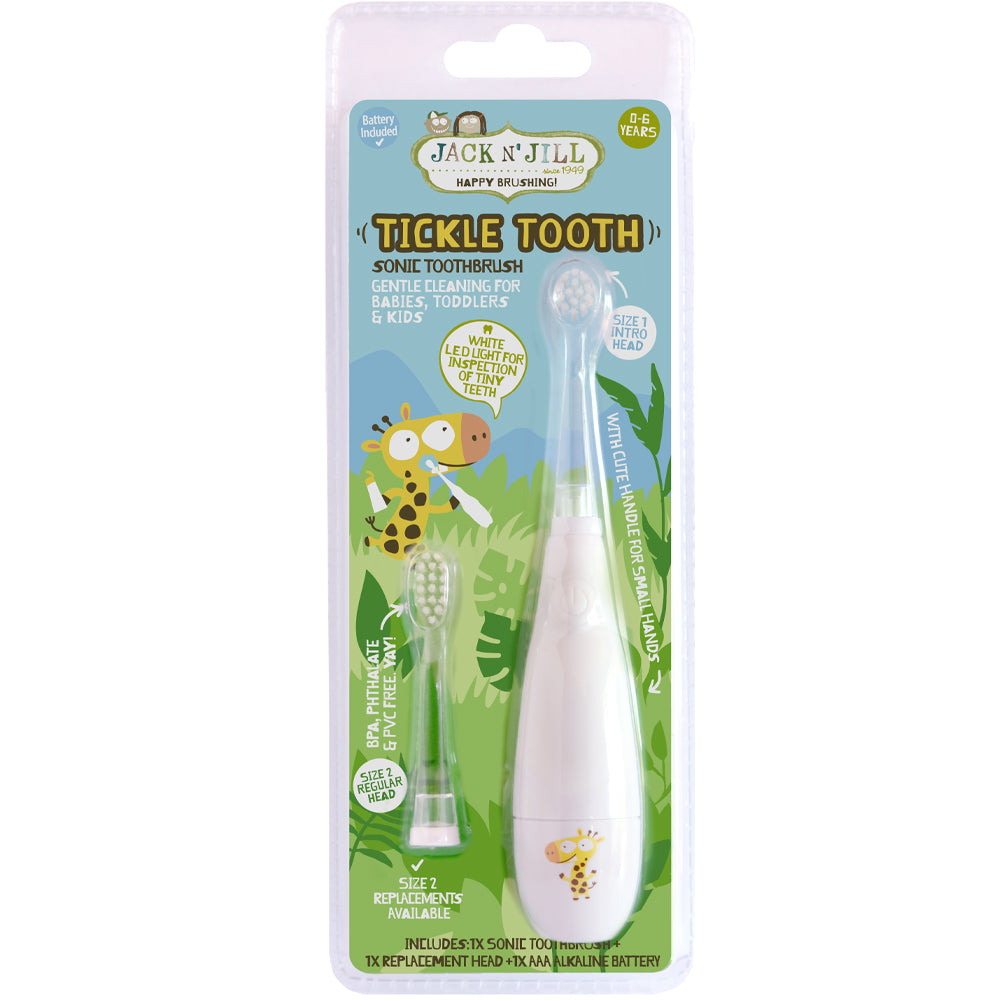 Tickle-1000x1000 Jack n' Jill Dětský sonický zubní kartáček Tickle Tooth - s náhradní hlavicí, i pro nejmenší děti