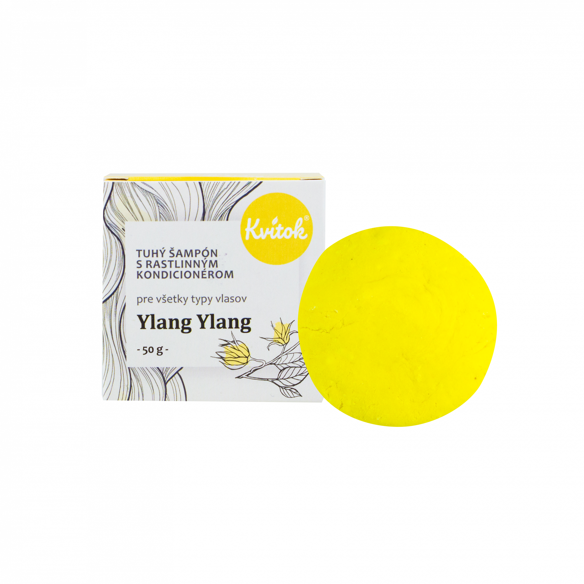 d34505e7e3d152319ae64c48f6ee8703-Ylang-50g Kvitok Tuhý šampon s kondicionérem pro světlé vlasy Ylang Ylang - 50 g - krásně pění