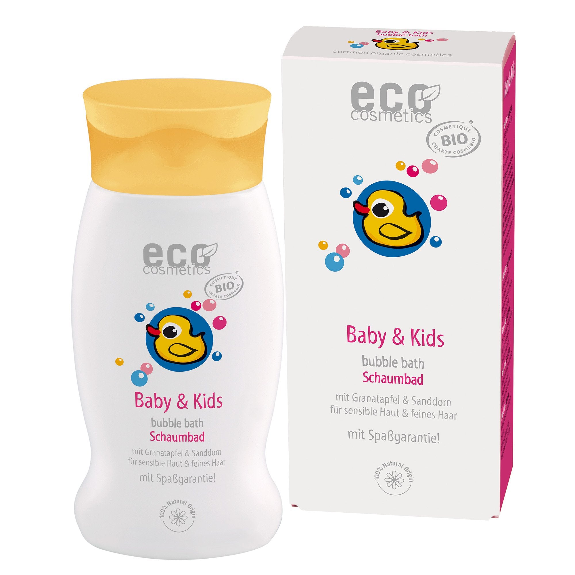 fd2e880adecfc705e152eb4a81fdcf66-ECO-BabySchaumbad22-2000x2000 Eco Cosmetics Baby Dětská bublinková koupel BIO (200 ml) - s granátovým jablkem a rakytníkem
