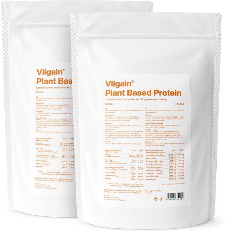 1def1b72-a707-483e-b6fa-5f07afdfc305 Vilgain Plant Based Protein – 2× vanilka 1 000 g