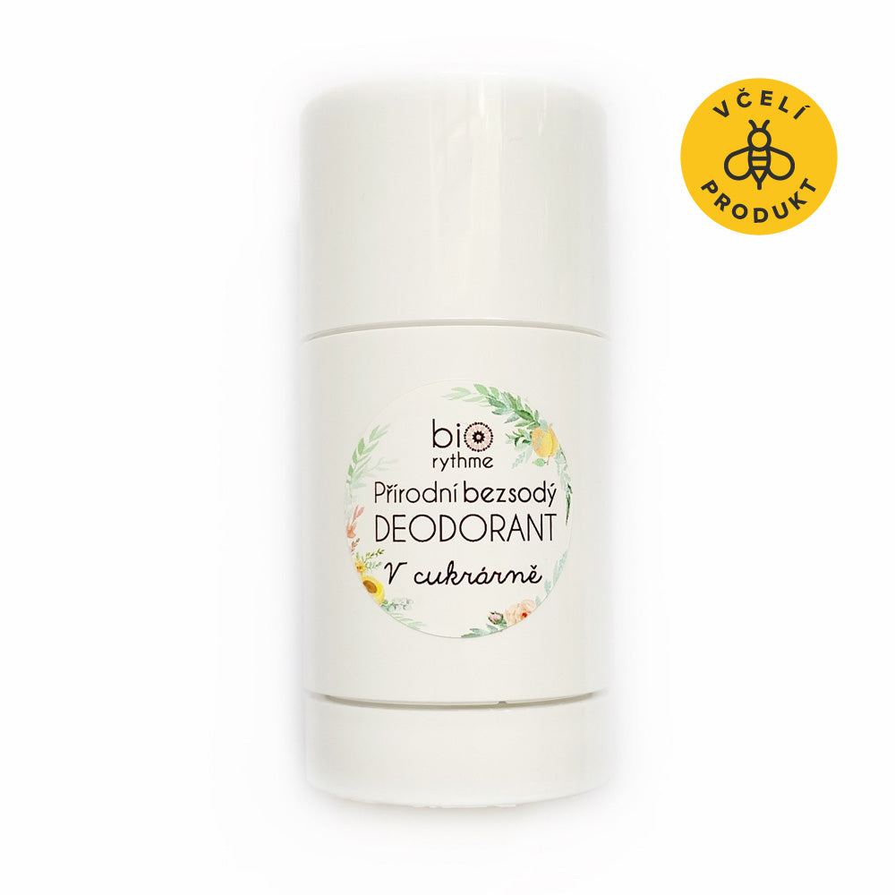 80gdeoVcukrarnebilepozadi_1__ikonka Biorythme Tuhý deodorant bez sody V cukrárně - 80 g - svěží ovocná a květinová vůně