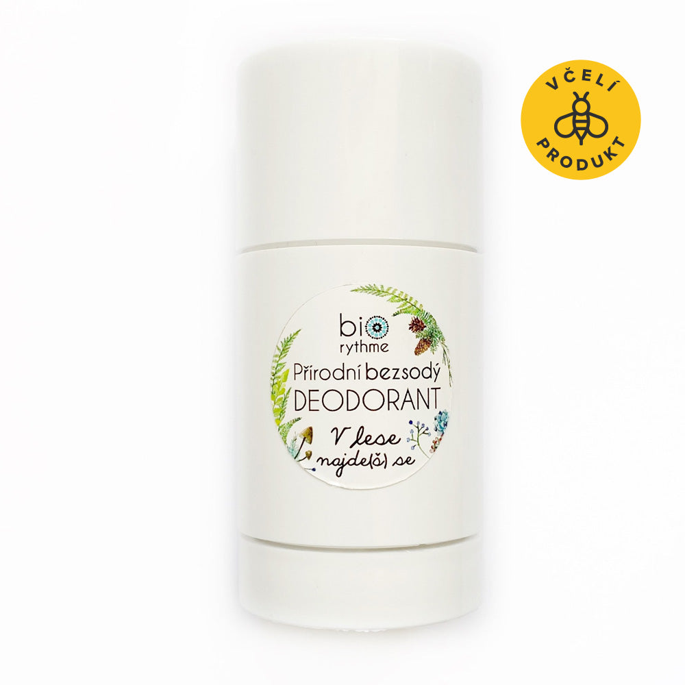 80gdeoVlesebilepozadi_1__ikonka Biorythme Tuhý deodorant bez sody V lese najde(š) se - 80 g - unisex svěží a dřevitá vůně