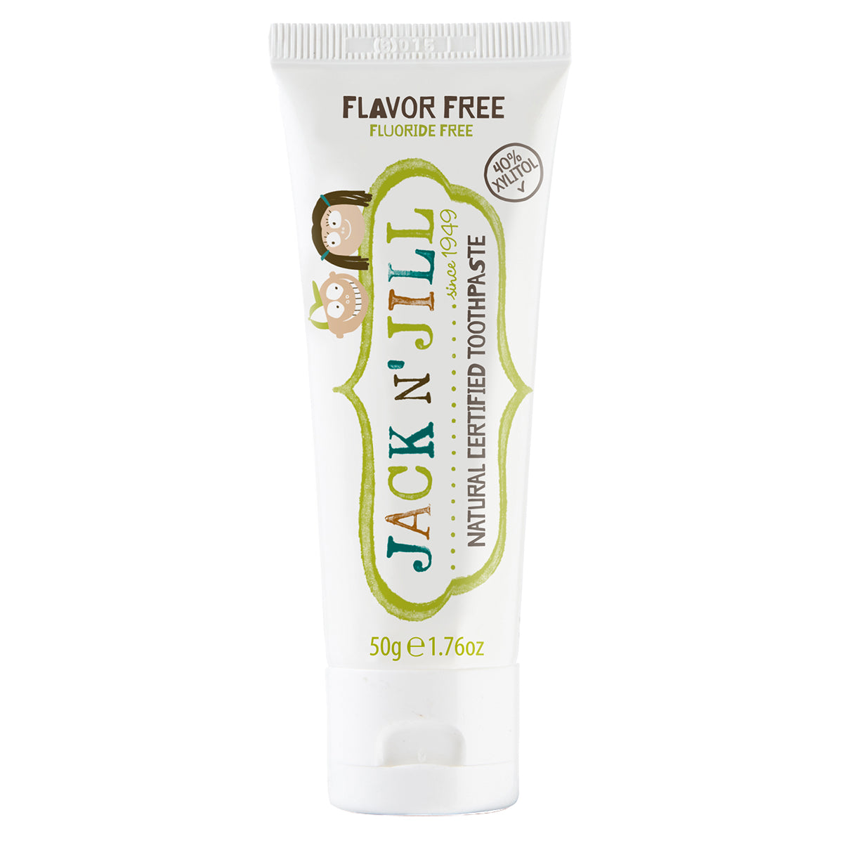 Jn-J-1200x1200-0015-Toothpaste-mockup-Ecocert-2021-Flavor-Free-FRONT Jack n' Jill Zubní pasta - bez příchutě (50 g) - bez fluoridu