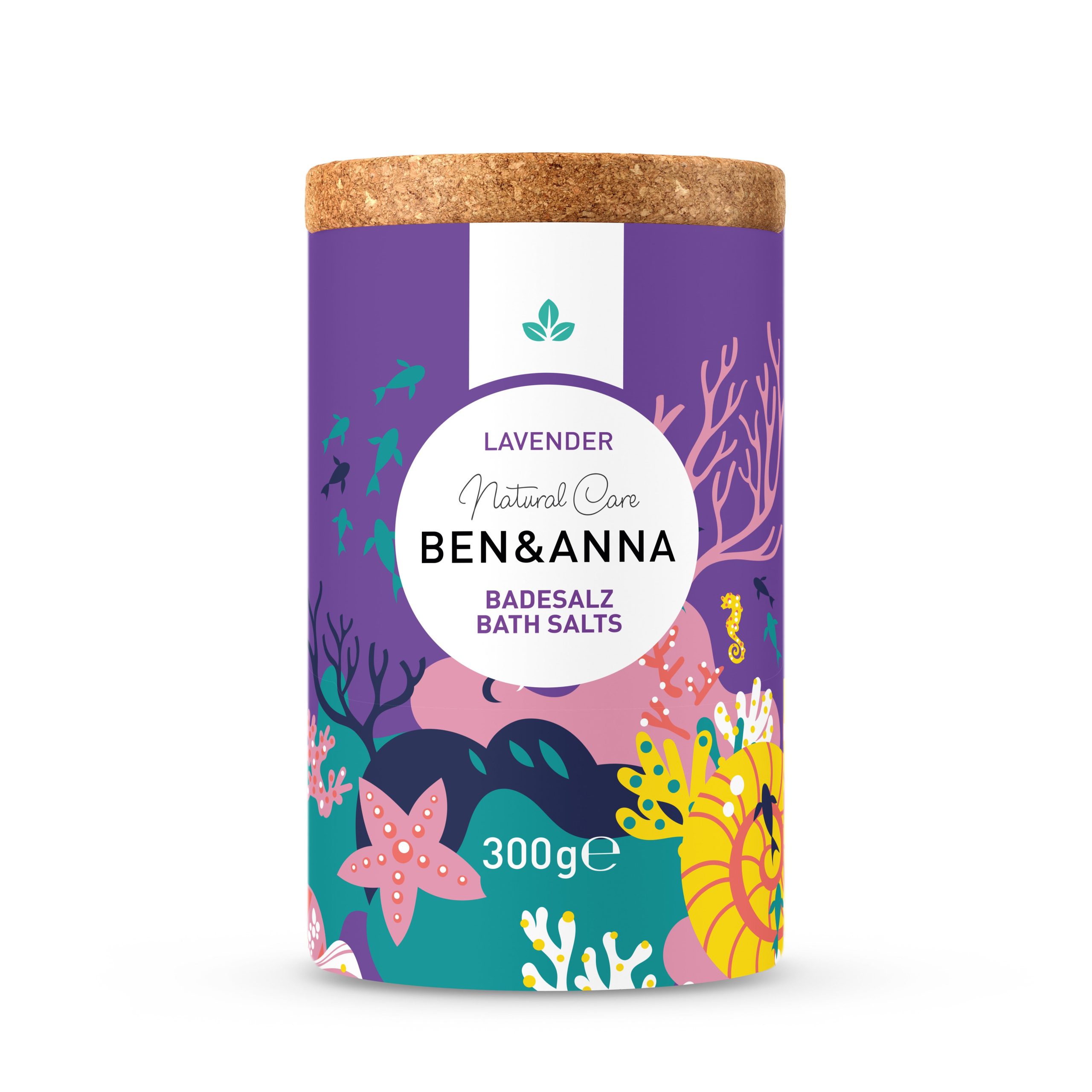 4260491223739_SOldokoupeleLevandule_1 Ben & Anna Sůl do koupele - Lavender (300 g) - s drobnými kvítky a vůní levandule