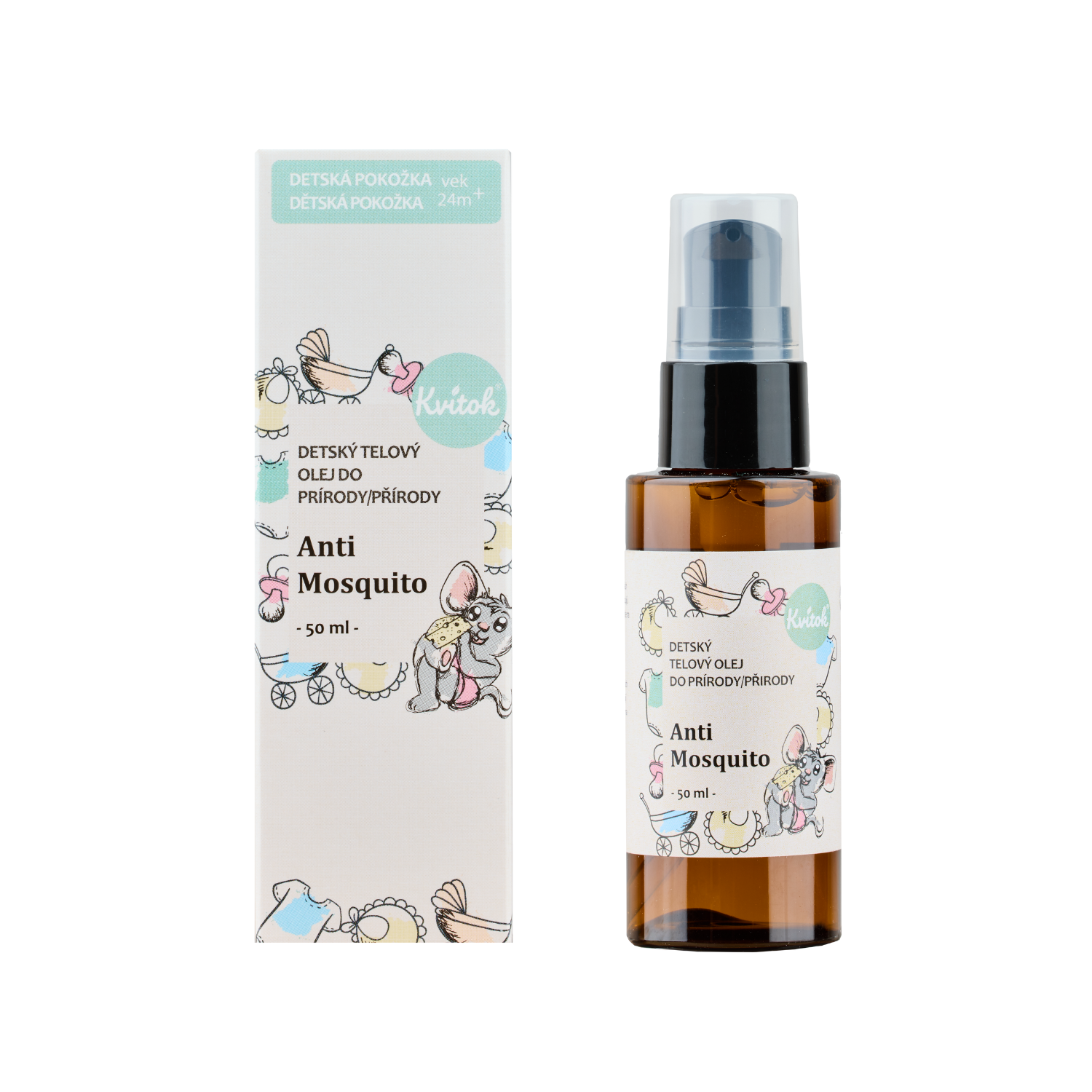 Kvitok_ochranny_detsky_sprej_do_prirody_komplet Kvitok Dětský ochranný tělový olej do přírody (50 ml) - zabrání štípancům