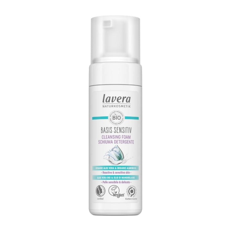 Lavera_jemnacisticipenanaoblicej_150ml Lavera Basis Sensitive Jemná čisticí pěna na obličej (150 ml) - pro citlivou a problematickou pleť
