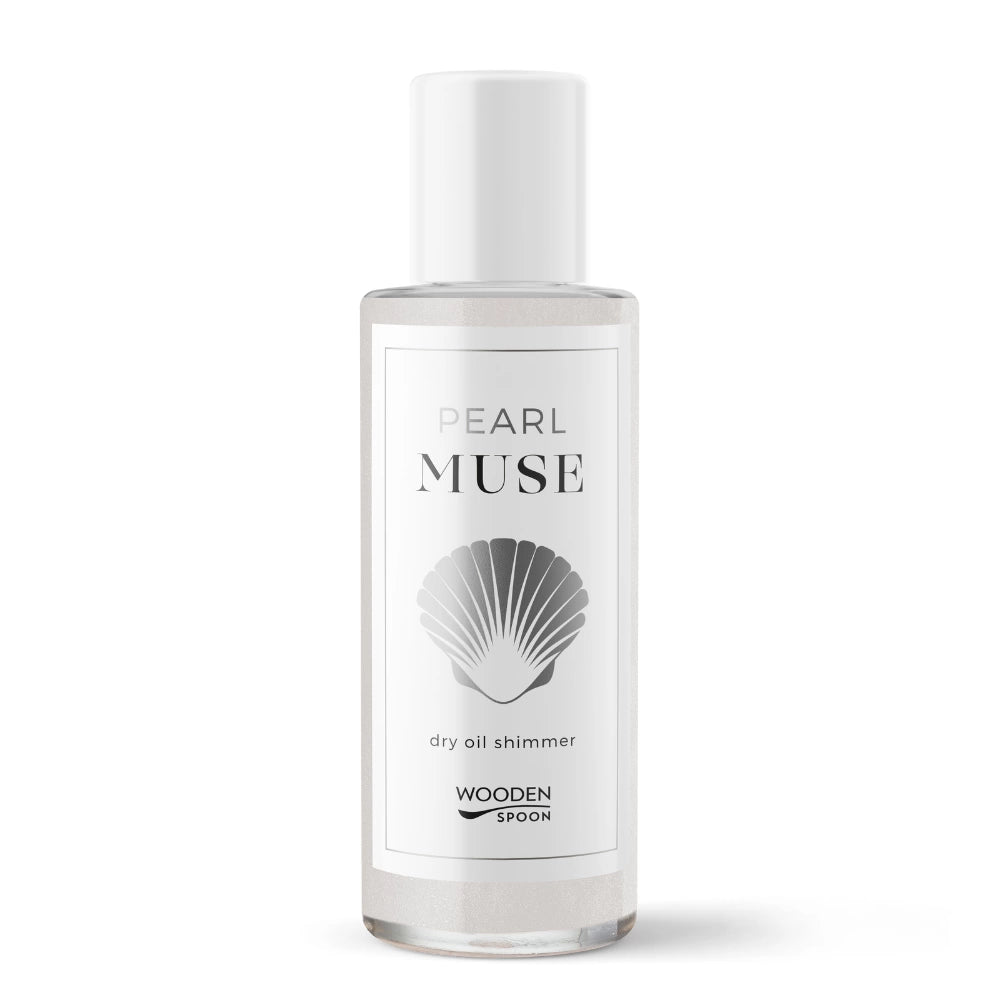 Pearl-Muse Wooden Spoon Třpytivý suchý olej Pearl Muse (100 ml) - pro stříbrné odlesky na pokožce