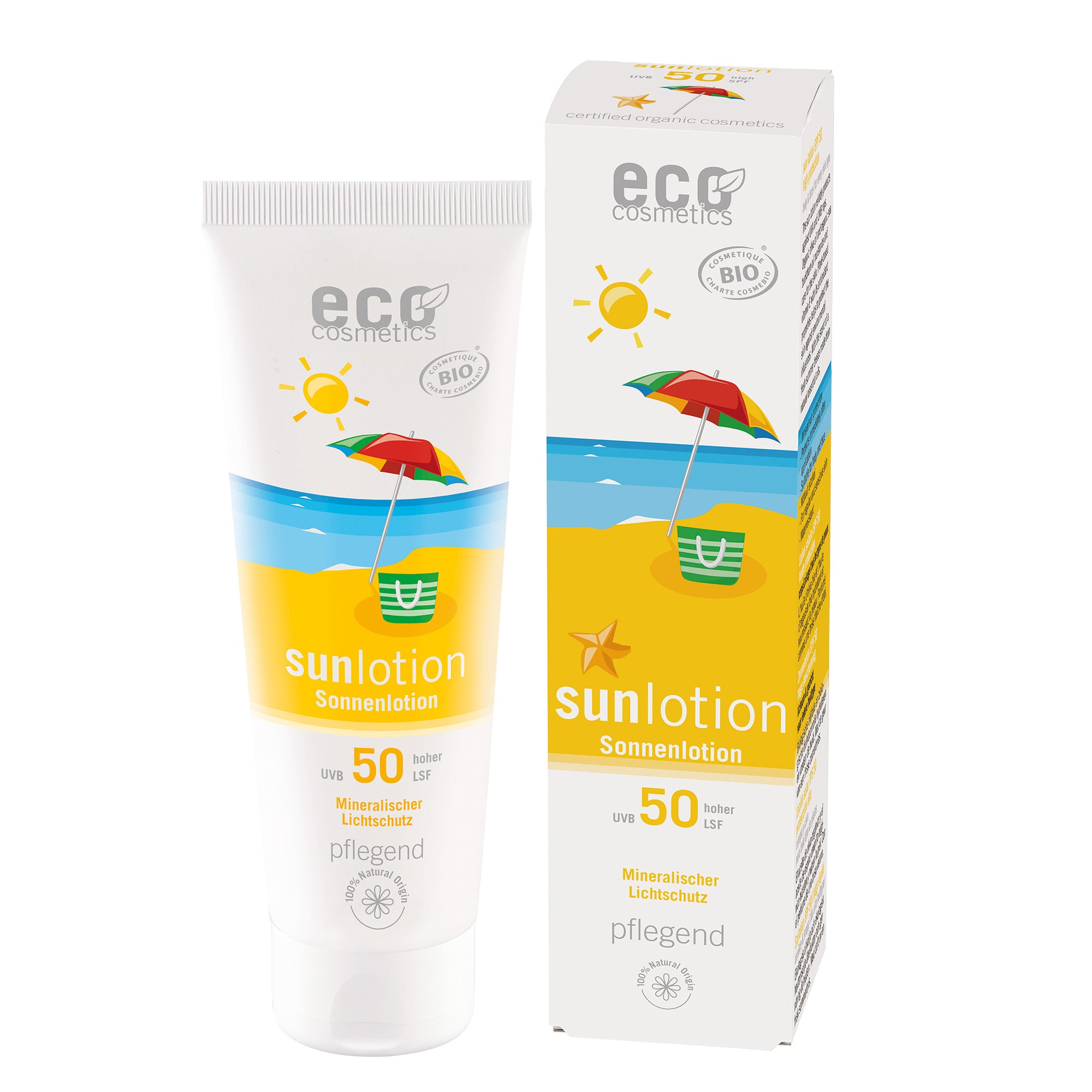 ECOSonnenlotion50_2024_2000x2000_d Eco Cosmetics Opalovací mléko SPF 50 BIO (125 ml) - s přírodními minerálními filtry