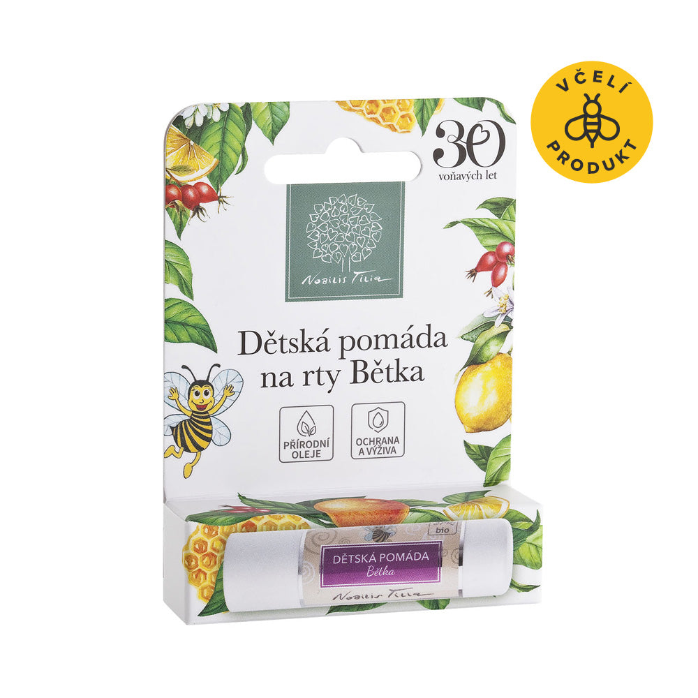 N0311_Detska_pomada_betka_prvni_fotka_ikonka Nobilis Tilia Dětská pomáda na rty Bětka BIO (4,2 g) - i pro nejmenší děti