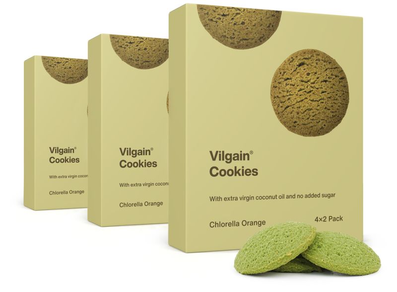 ab39ebc7-3e59-43a8-a6fe-6a5f7364617e Vilgain Cookies BIO – 3× chlorella a pomeranč 135 g (4 x 2 sušenky)