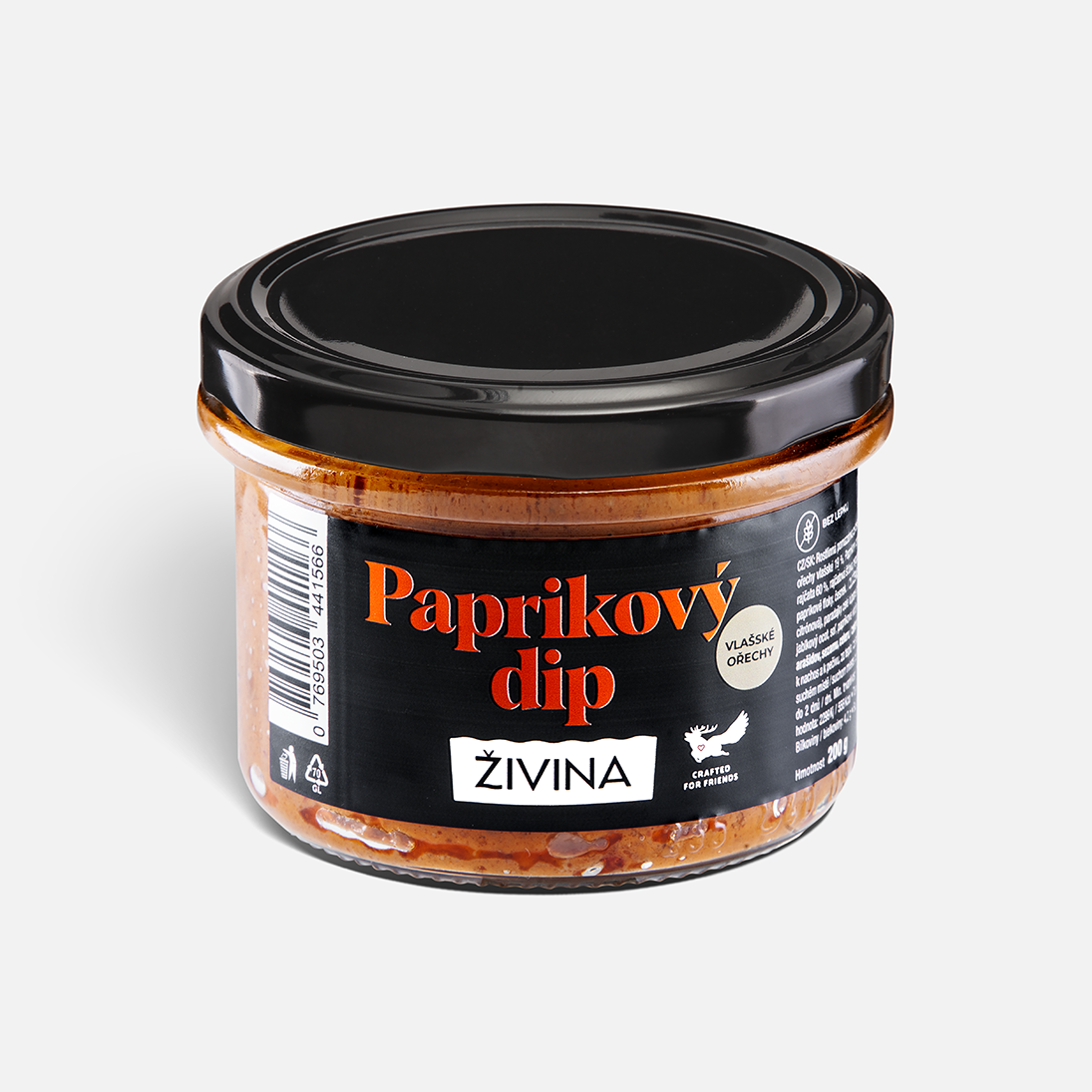 1185_1177-paprikovy-dip-001-zivina-lowres ŽIVINA Paprikový dip z vlašských ořechů, šlehaný, na chléb i k zelenině 200 g