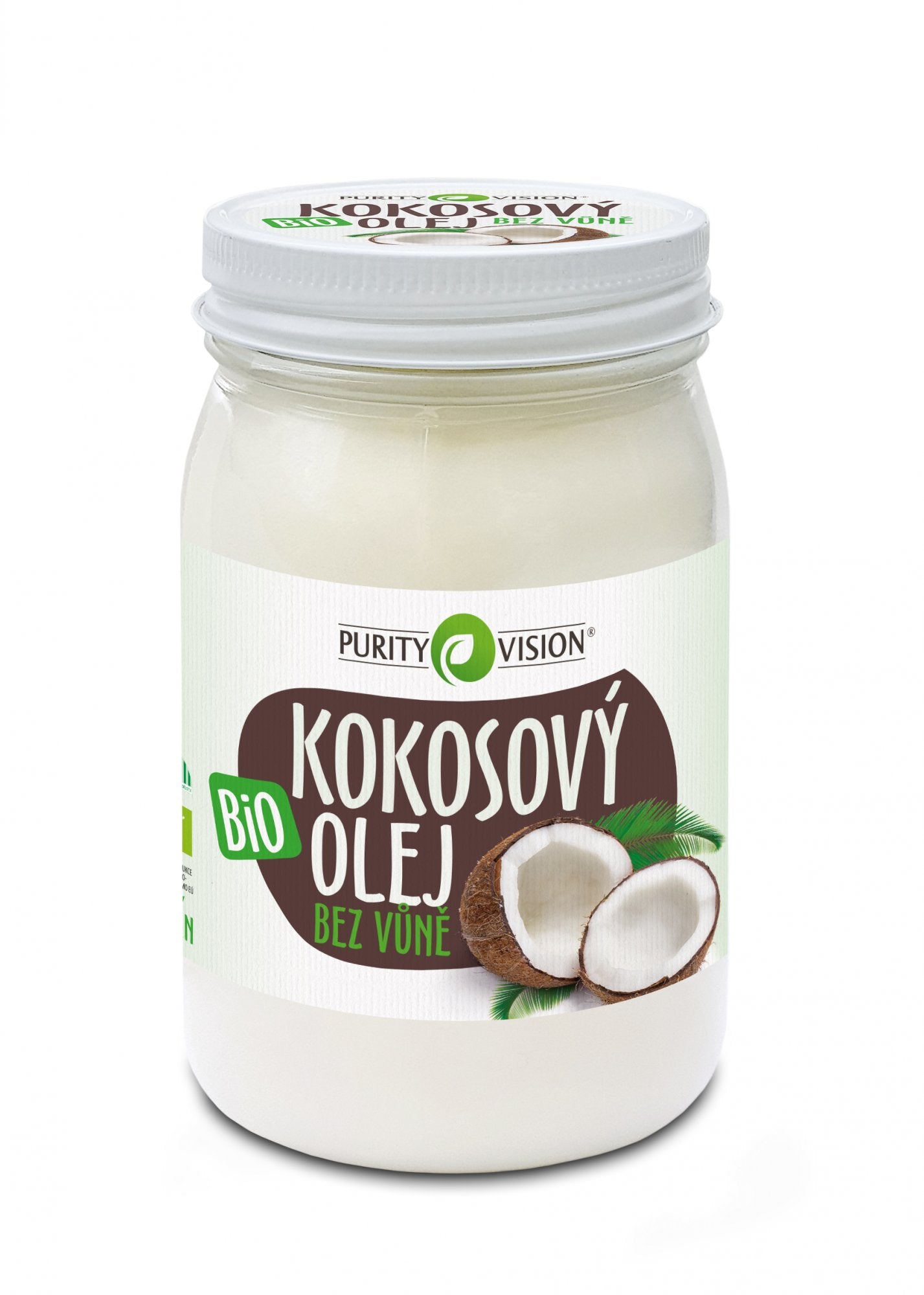 c1cea52f659f23ba2e9a6b6c91ac3388-Kokosovy-olej-bez-vune-420ml Purity Vision Kokosový olej bez vůně BIO - 420 ml - bez typické kokosové vůně a chuti