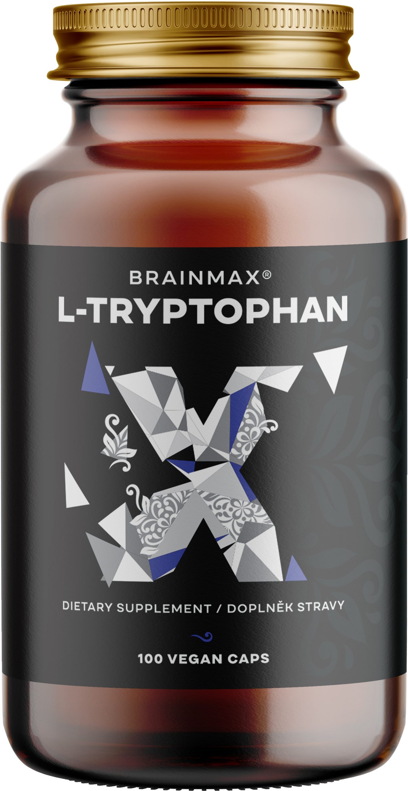 Exclusive Mockups for Branding and Packaging Design BrainMax L-Tryptophan, 430 mg, 100 rostlinných kapslí