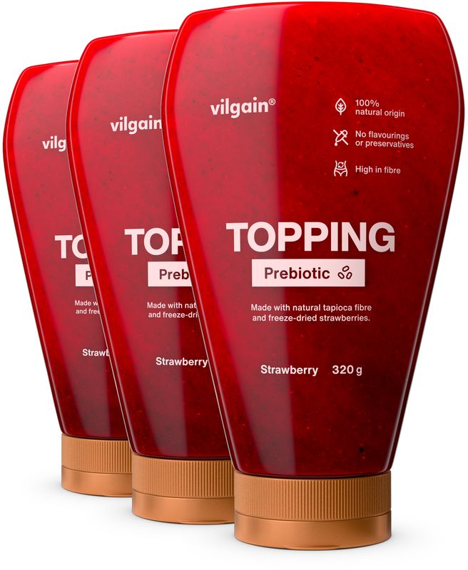 6106e80d-22fd-4c16-9b9c-6eed22640b0e Vilgain Prebiotic Topping – 3× jahoda 320 g