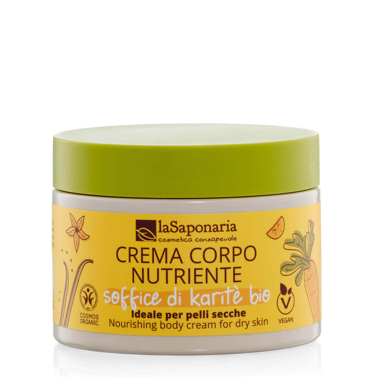 8054615475991_Crema-corpo-biologica-nutriente-soffice-di-karite-bio laSaponaria Výživný tělový krém s BIO bambuckým máslem (200 ml) - ideální pro suchou pokožku