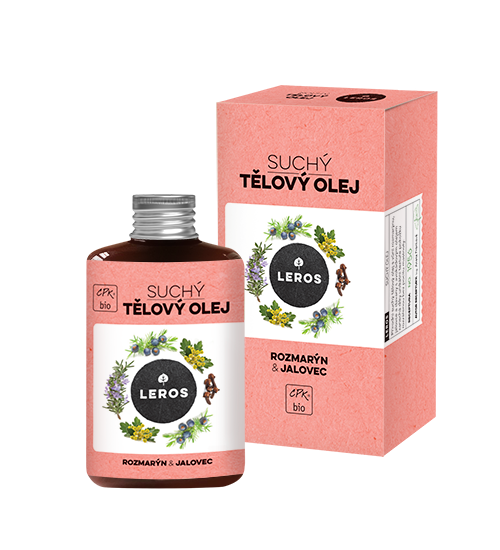 8594740600368_0 LEROS Suchý tělový olej BIO (100 ml) - Rozmarýn & jalovec - vhodný i na lymfatickou masáž, vlasy, nehty