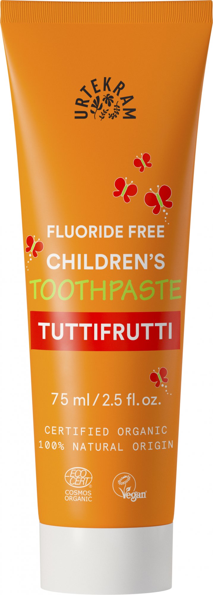 9b98c608ef01e78ac3e29f37145873ae-tutti-frutti Urtekram Dětská zubní pasta Tutti frutti BIO (75 ml) - bez fluoridu