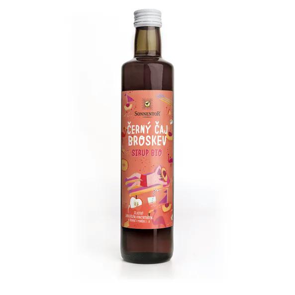Sonnentor_sirup_cernycajabroskev Sonnentor Sirup BIO - černý čaj a broskev (500 ml) - bez přidaného cukru