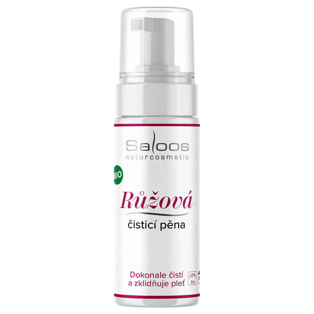 saloos_peny_ruzova_150ml Saloos Růžová čisticí pěna na pleť BIO (150 ml) - pro každodenní čištění a péči o pleť