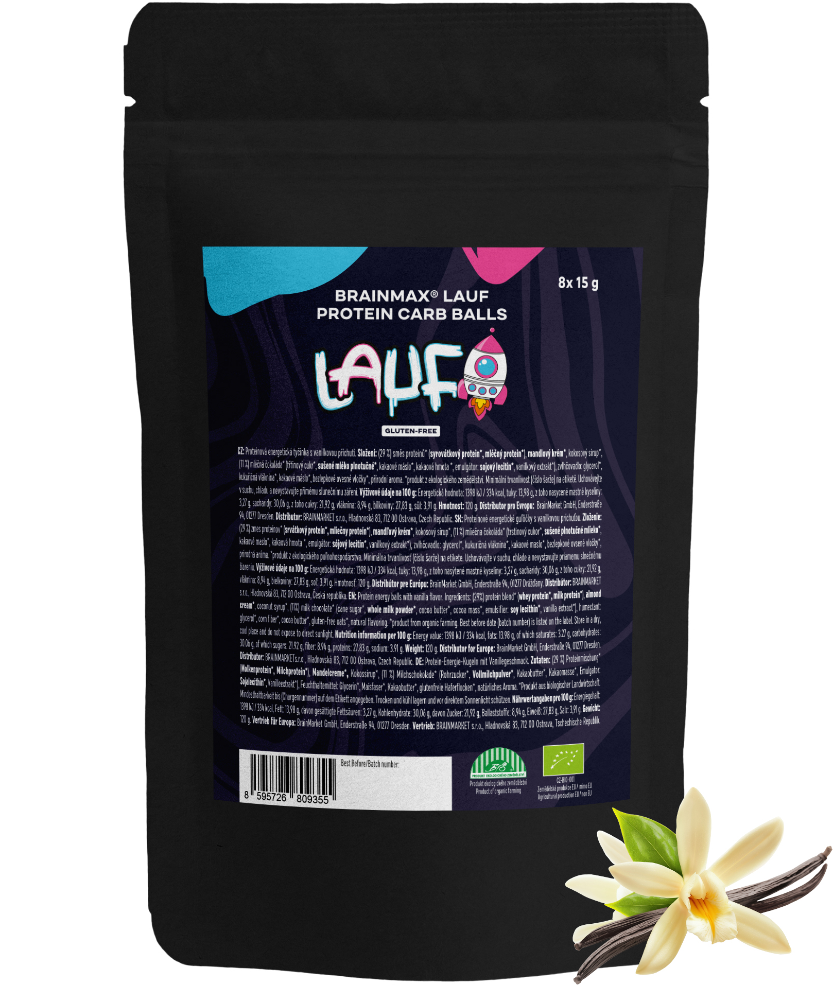 22929_63540-4-lauf-kulicky BrainMax Pure BrainMax Lauf Protein Carb Balls, Proteinové-sacharidové kuličky, BIO, 8 ks