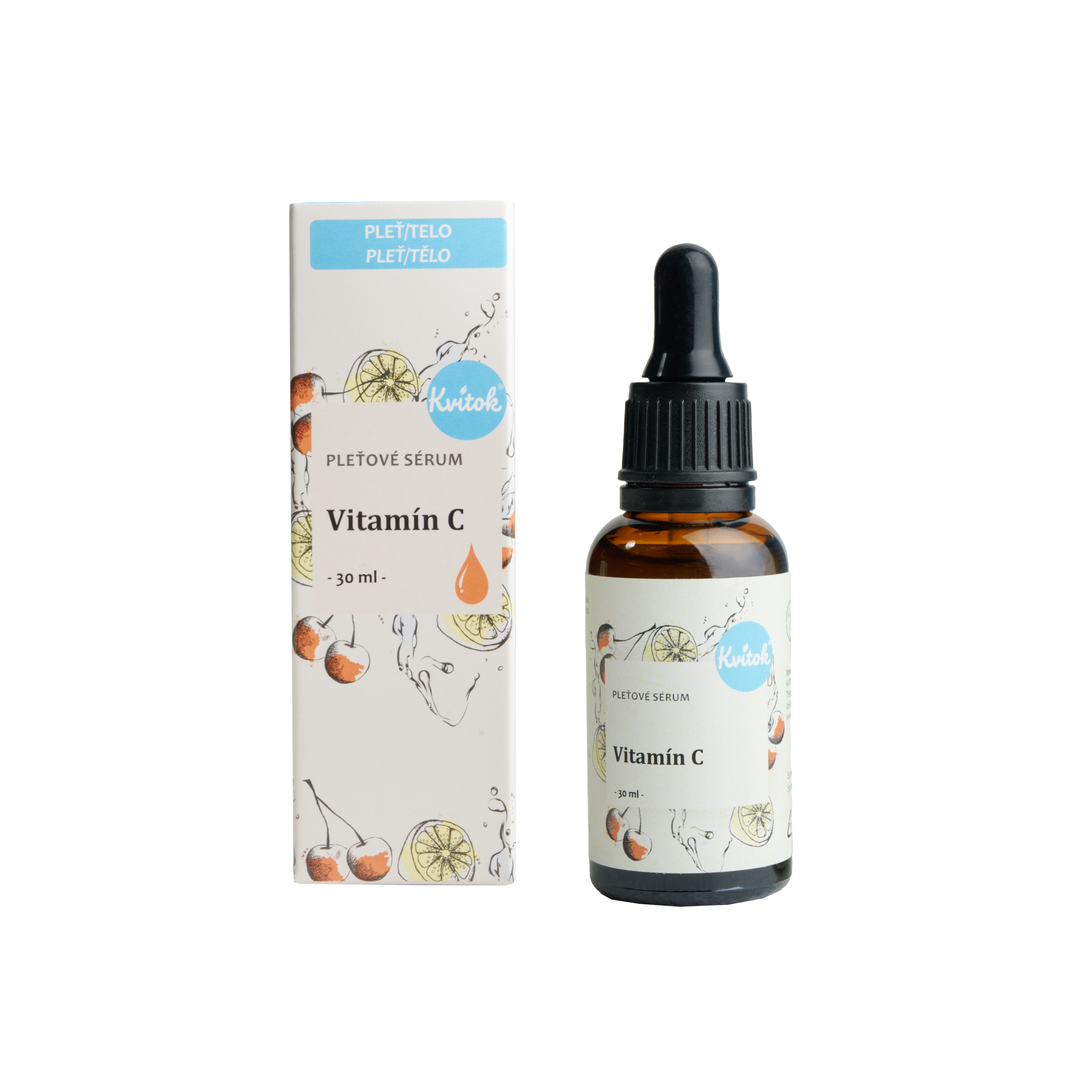 Kvitok_pletoveserumvitaminC30mlkrabickaalahvicka Kvitok Pleťové sérum - Vitamin C - 30 ml - anti-aging účinky